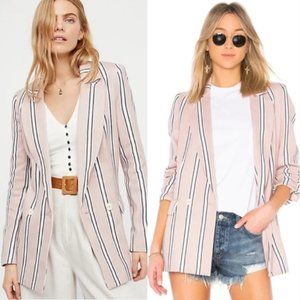 Free People Uptown Girl Pink Stripped Blazer